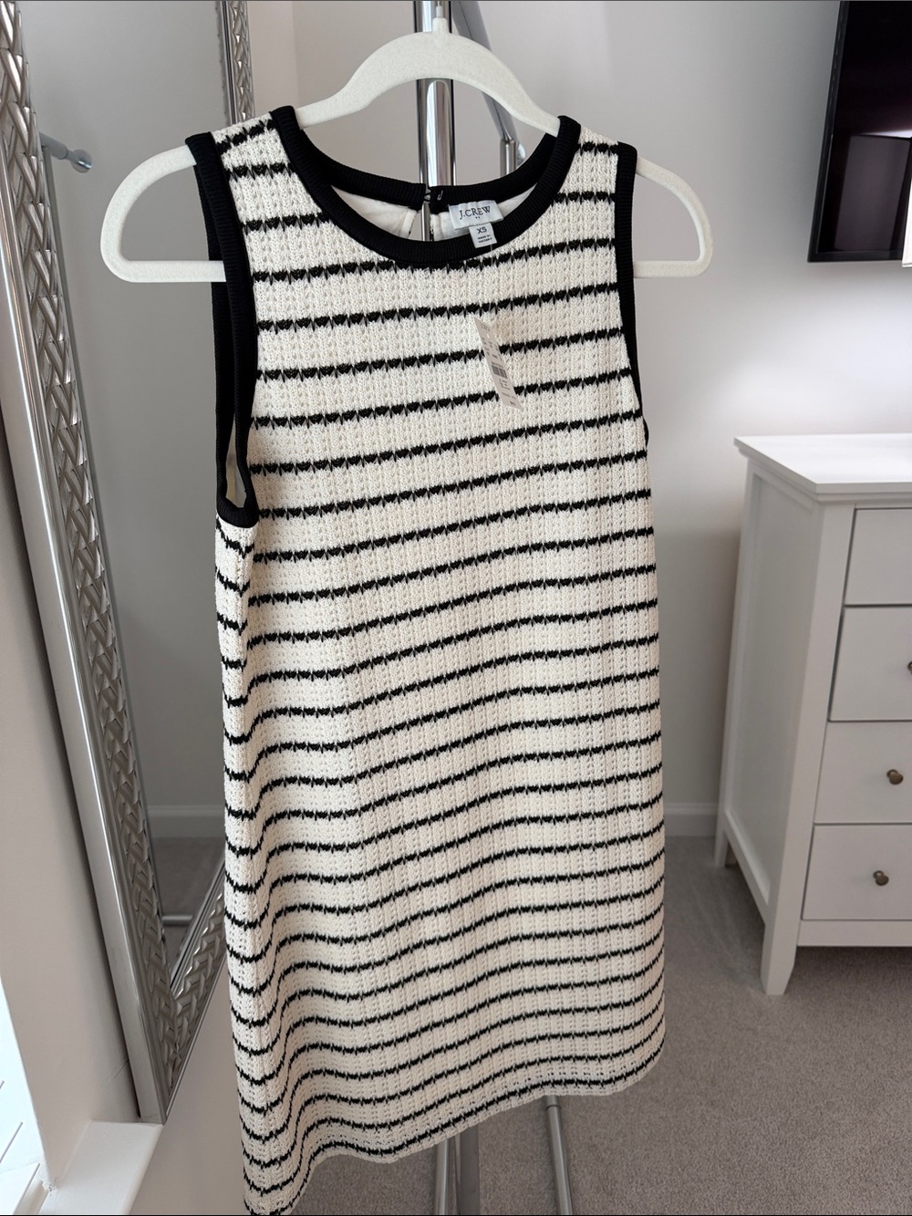 J. Crew Black and White Striped Mini Dress